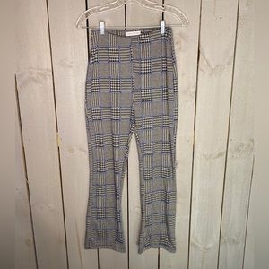 Urban Outfitters Plaid Flare Pants US Womens S/P Blue, Black, Tan